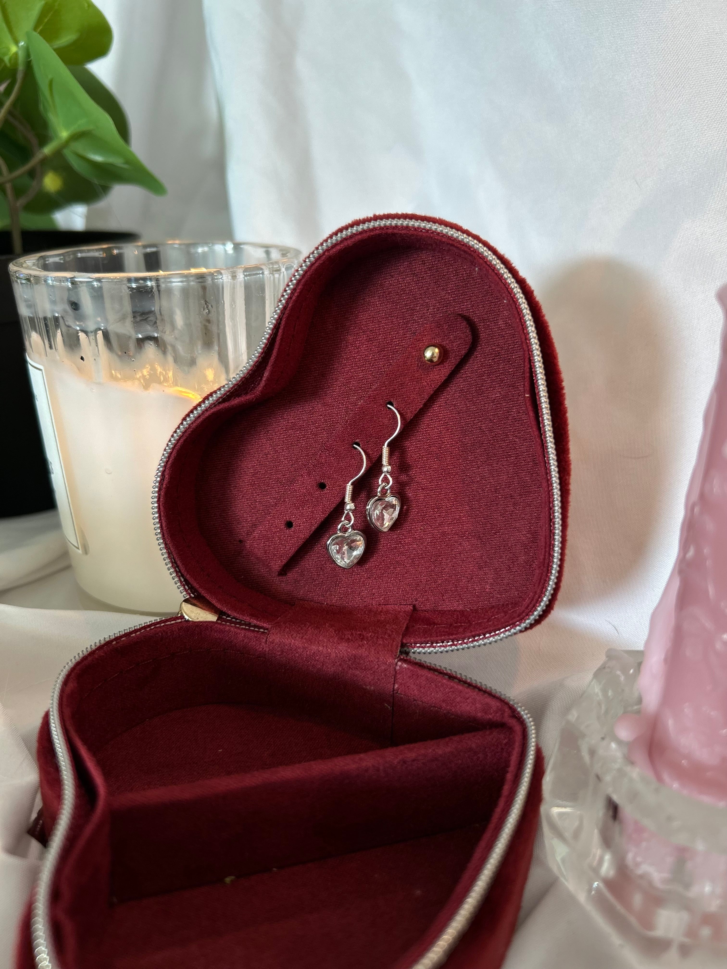 Crystal Heart Drop Earrings