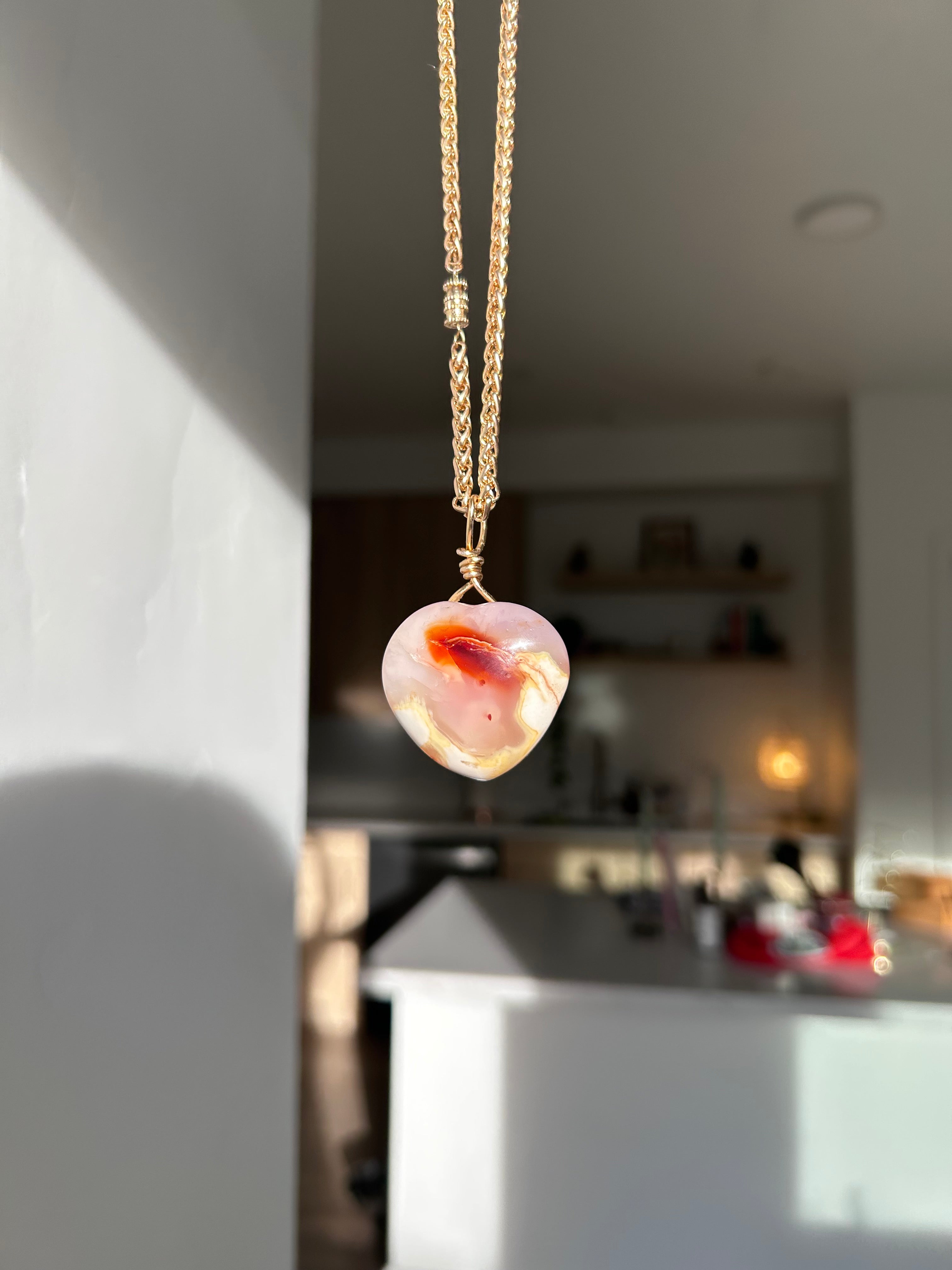 Warm Fire Carnelian Heart Pendant