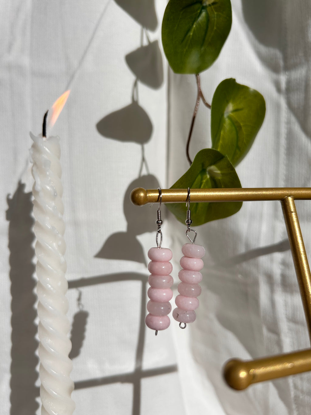 Rose Quartz Beaded Dangle Earrings