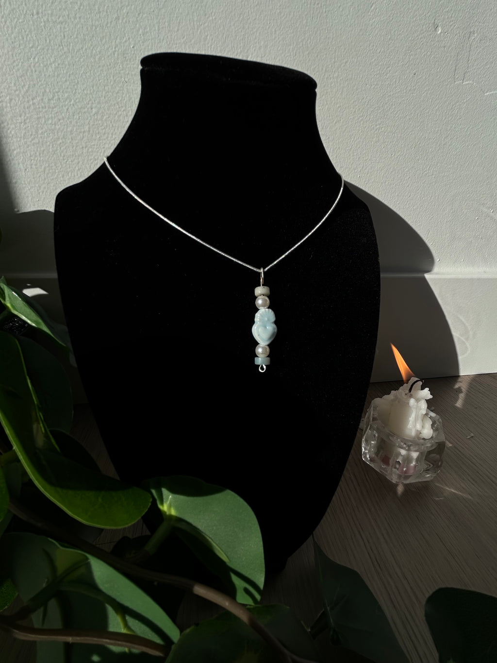 Larimar and Pearl Drop Necklace