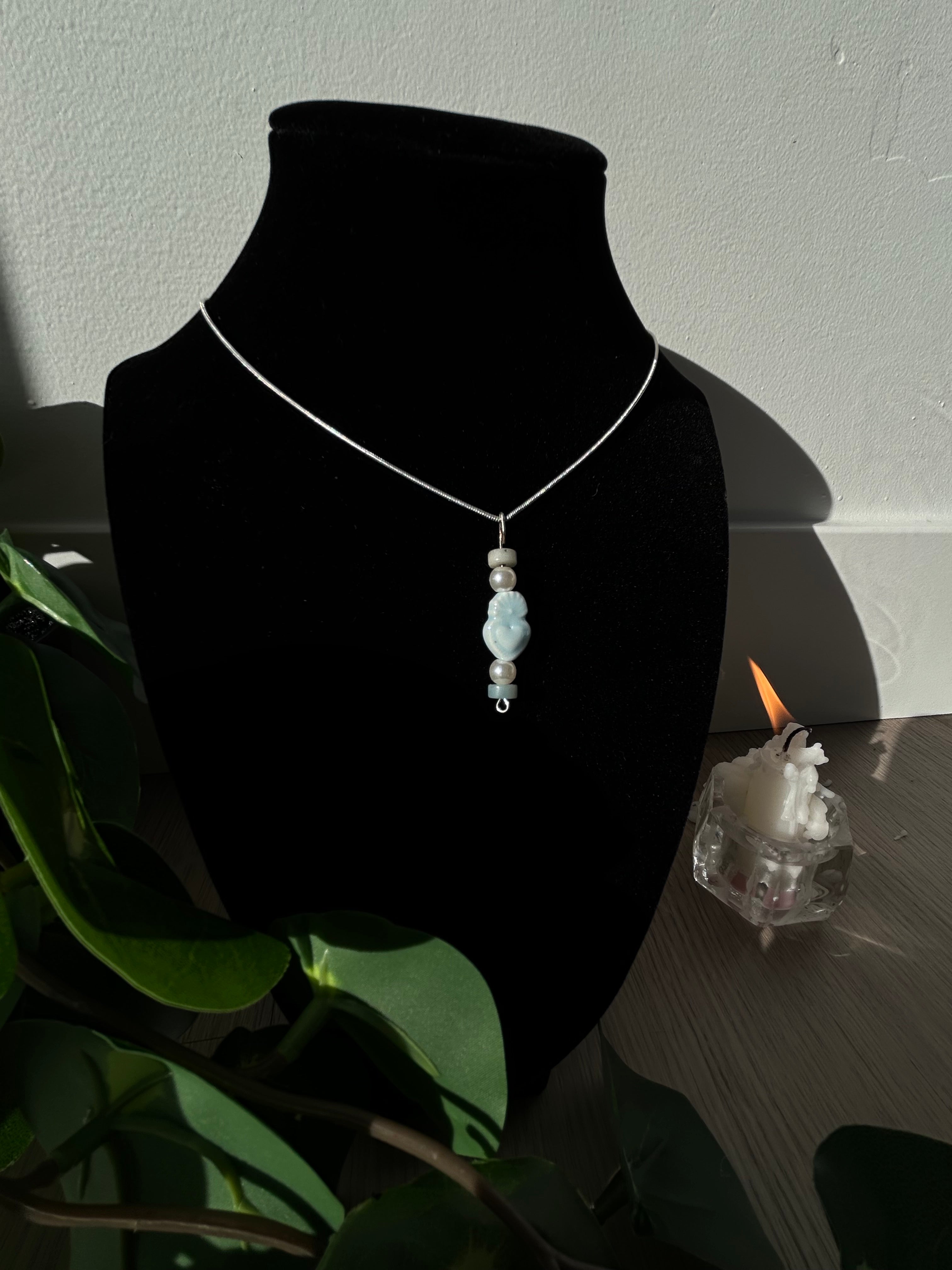 Larimar and Pearl Drop Necklace