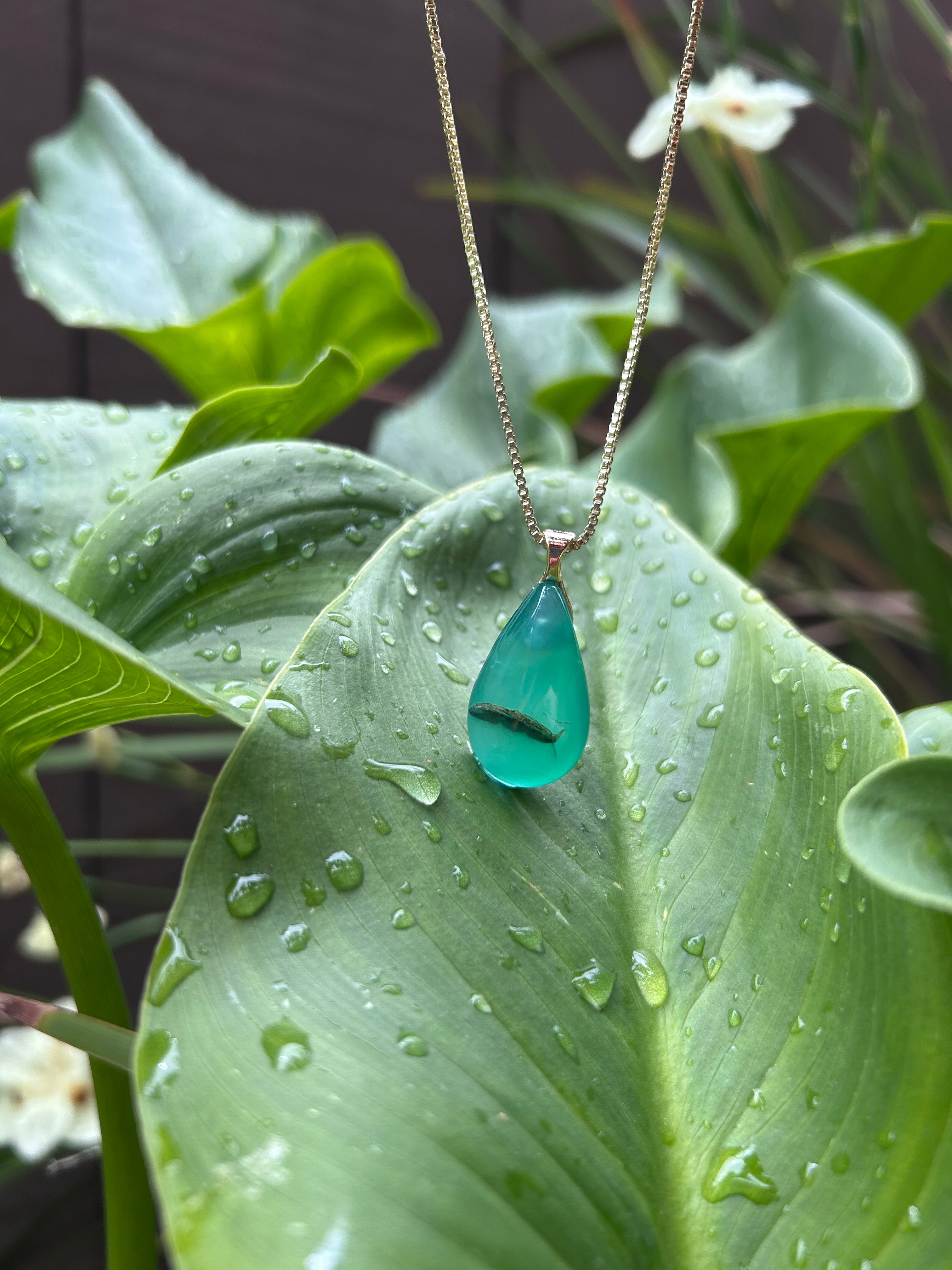 Green Agate Teardrop Pendant
