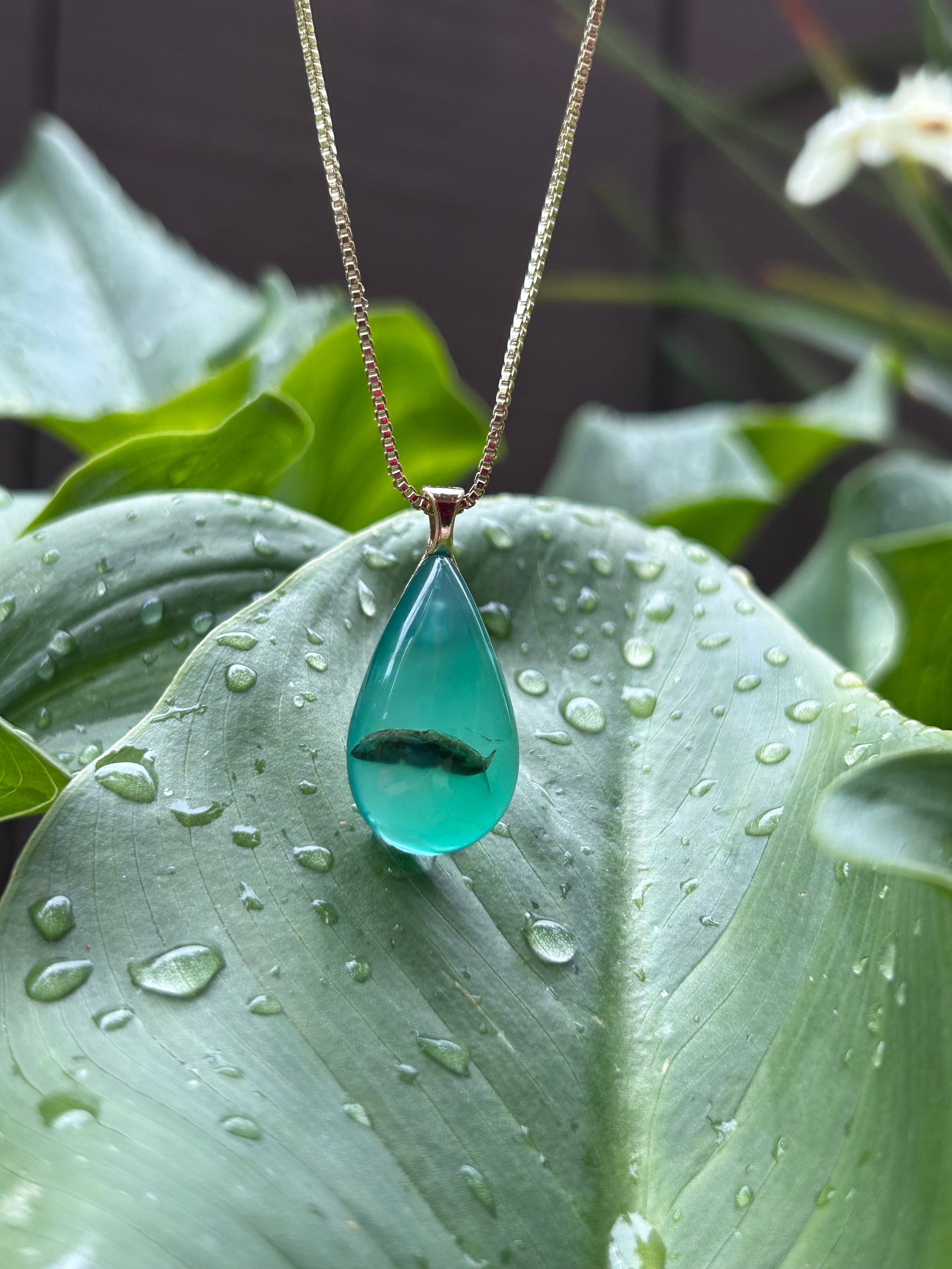 Green Agate Teardrop Pendant