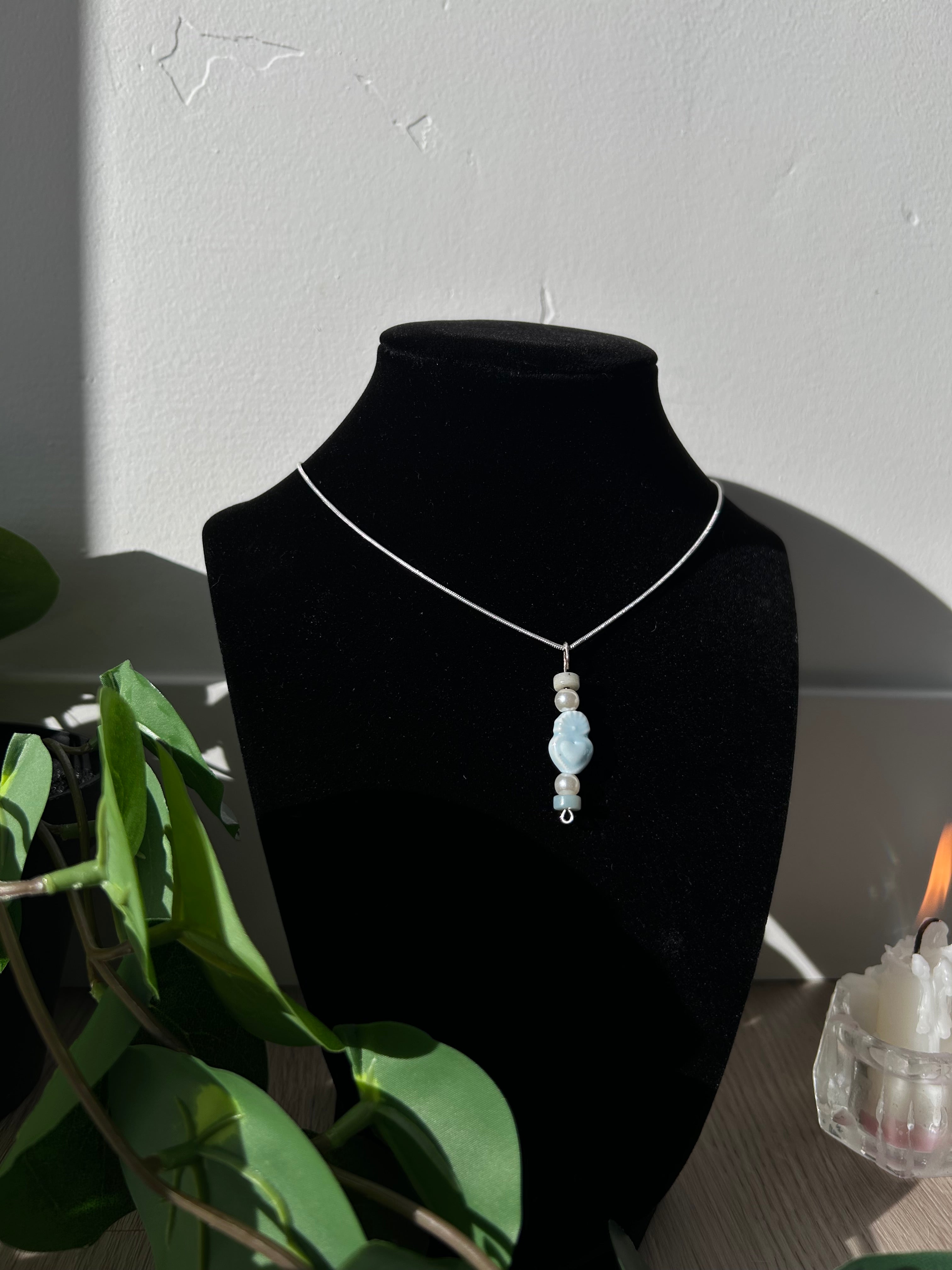 Larimar and Pearl Drop Necklace