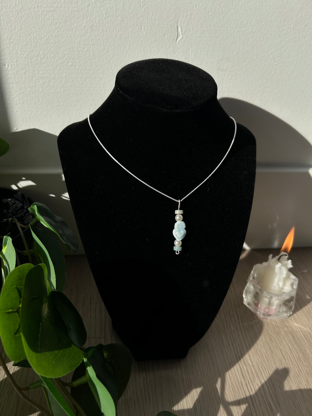 Larimar and Pearl Drop Necklace
