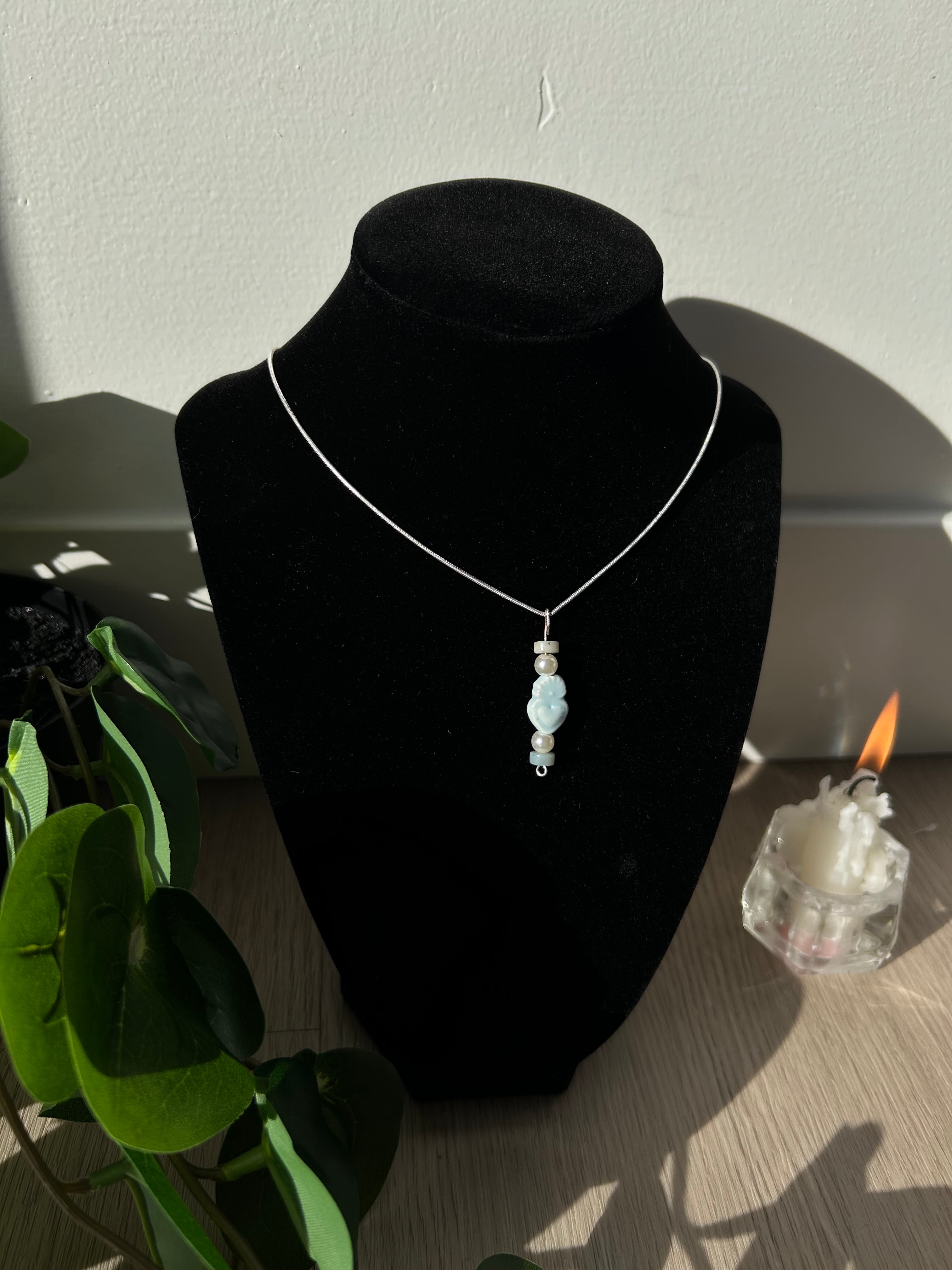 Larimar and Pearl Drop Necklace