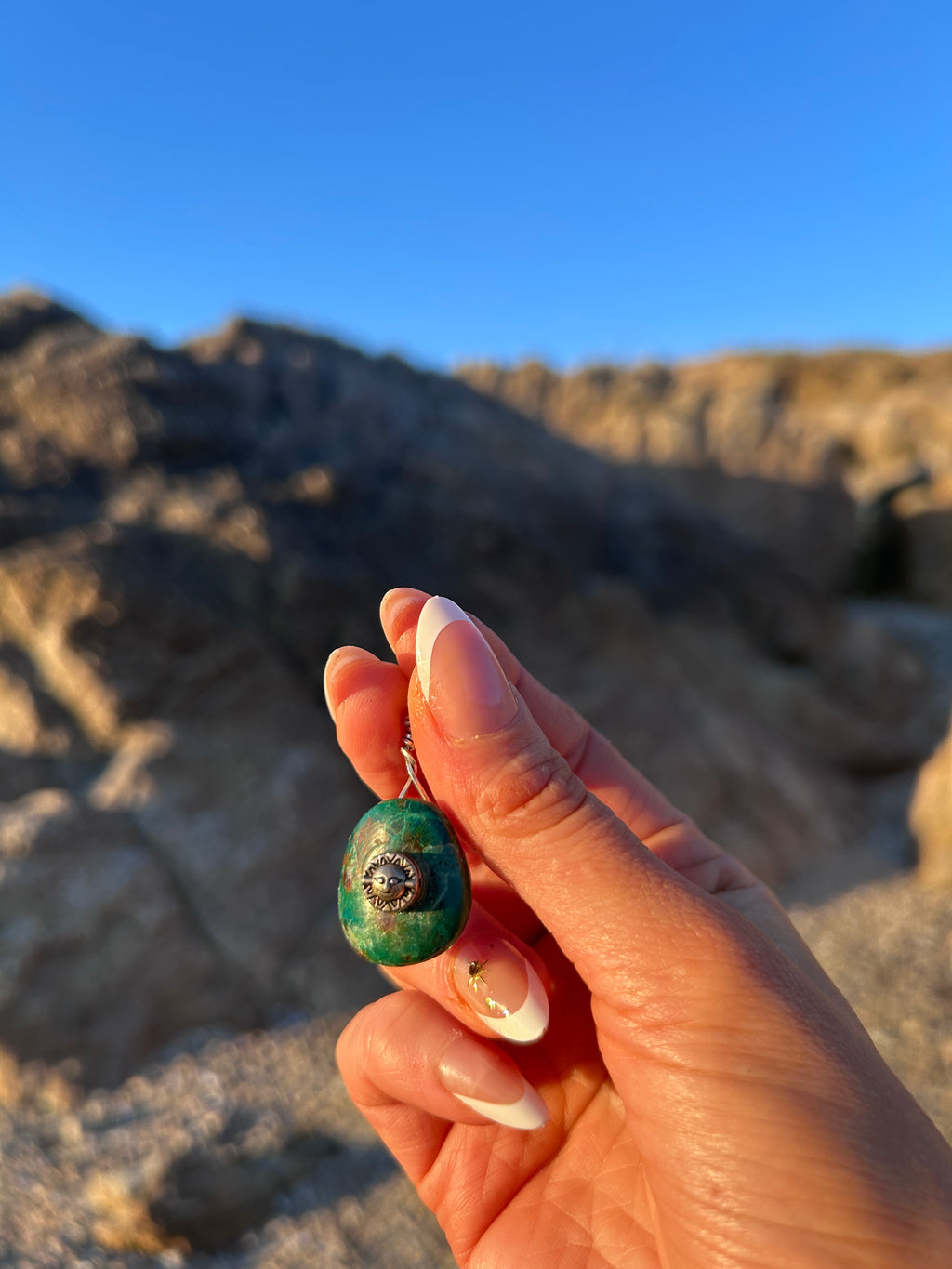 Ocean Earth Chrysocolla Pendant with Sun Detail