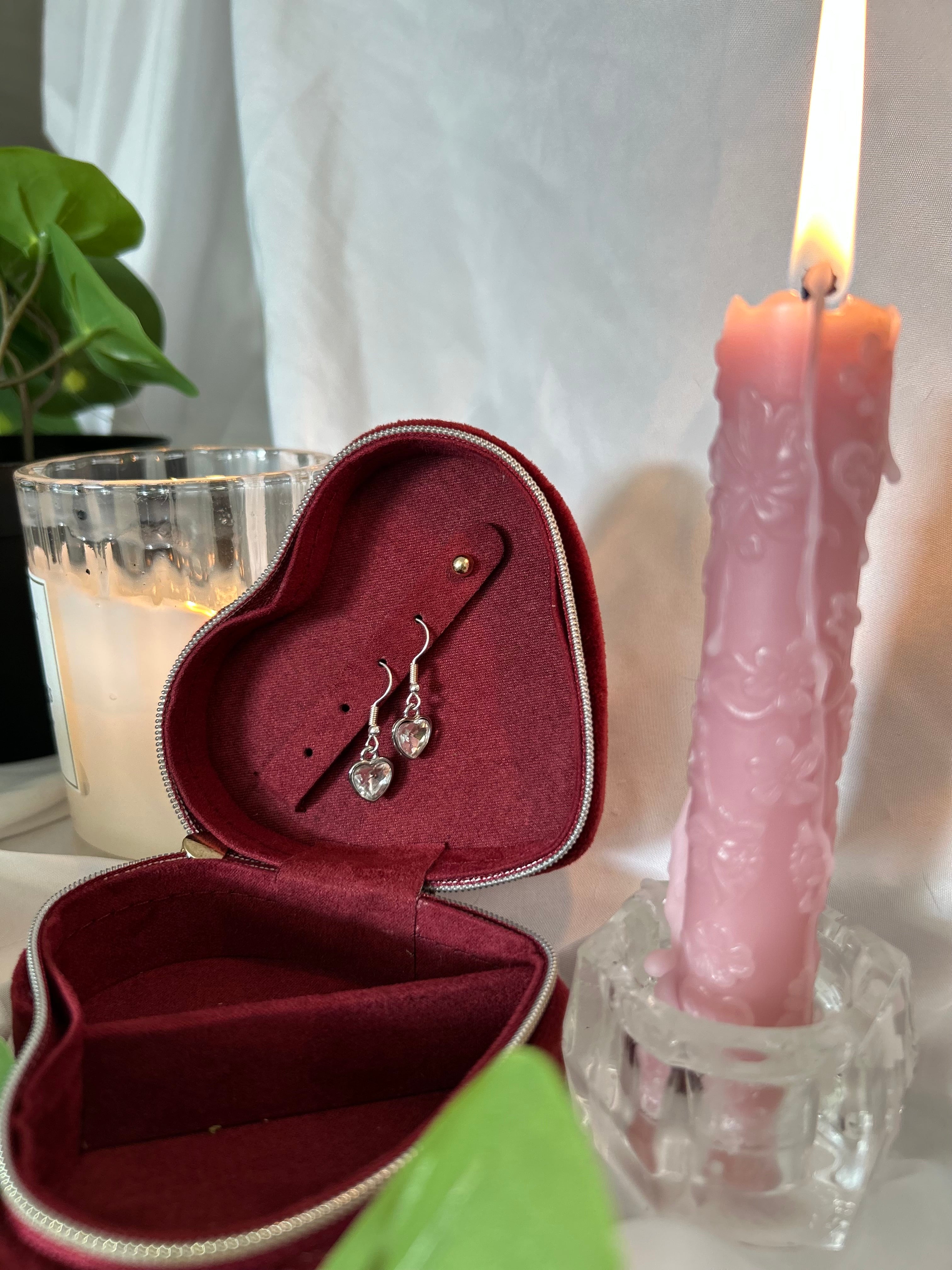 Crystal Heart Drop Earrings