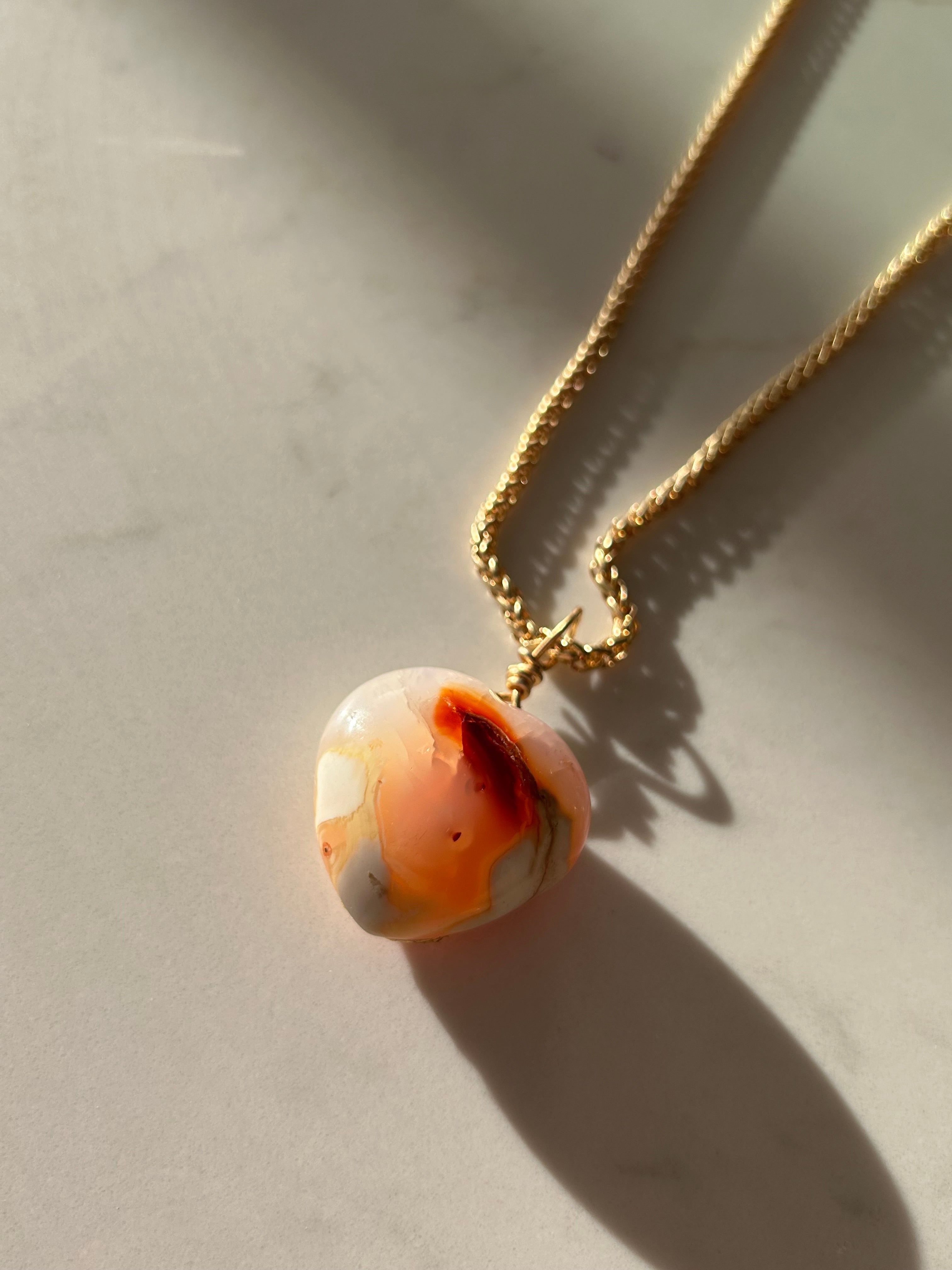 Warm Fire Carnelian Heart Pendant
