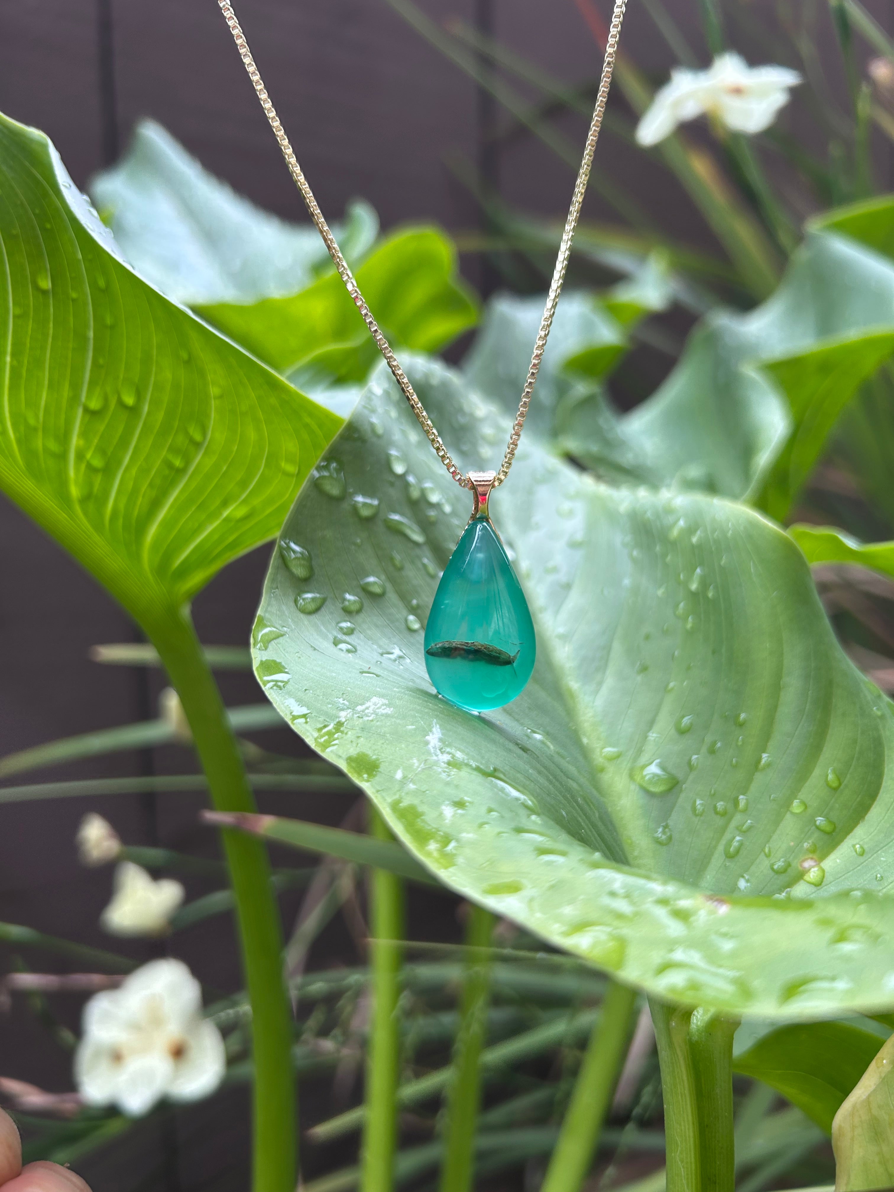 Green Agate Teardrop Pendant