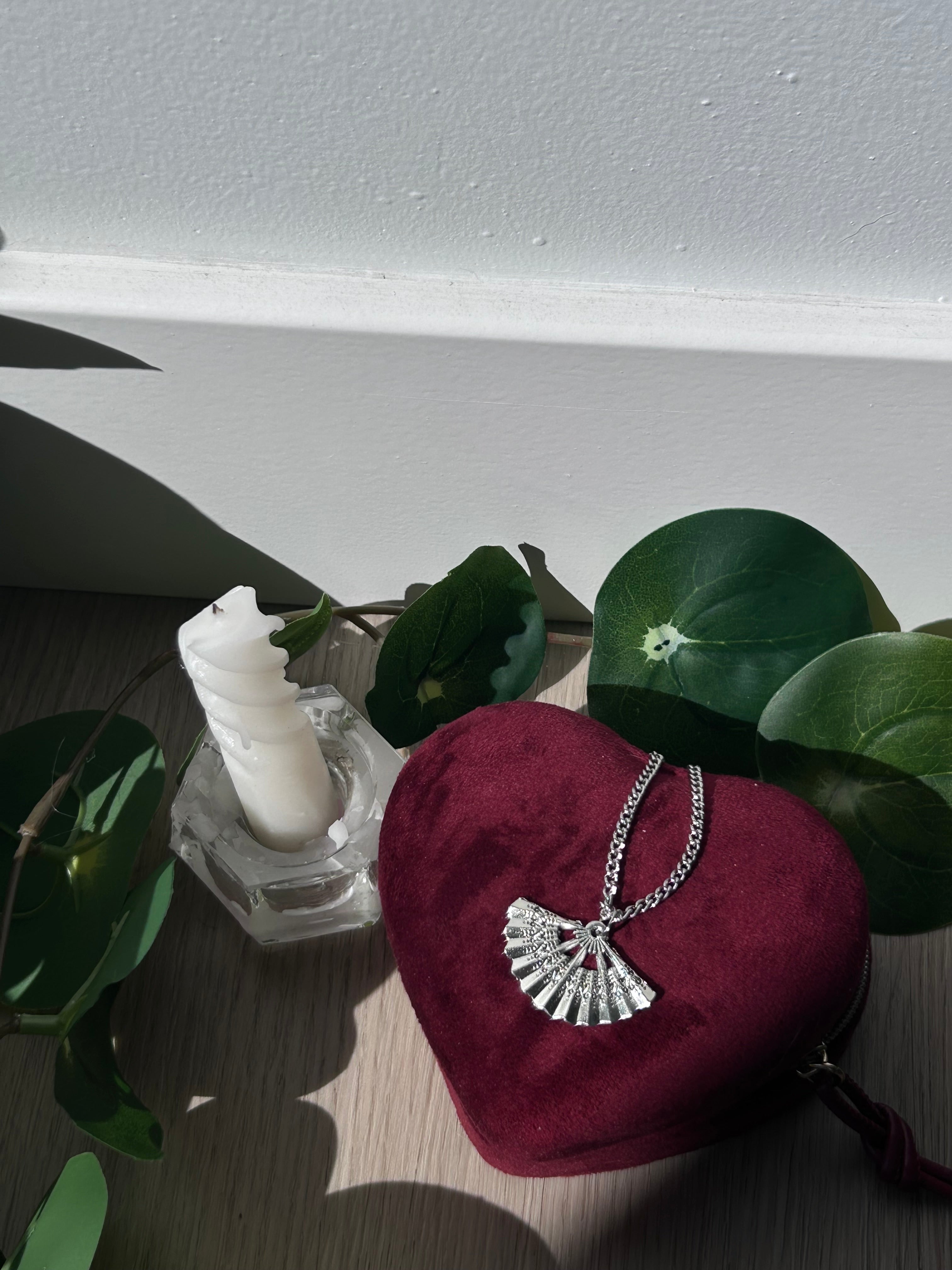 Silver Folding Fan Charm Pendant