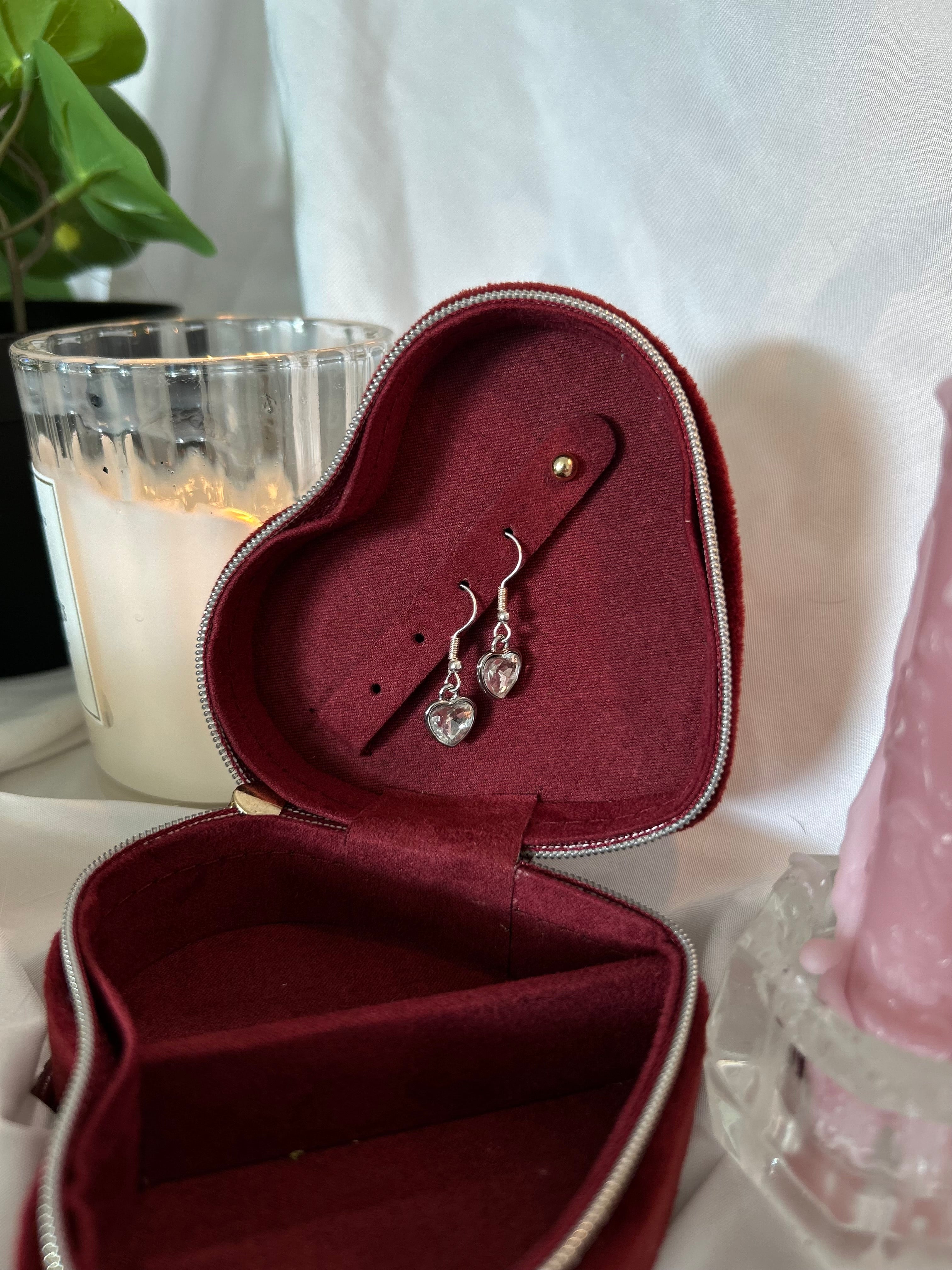 Crystal Heart Drop Earrings