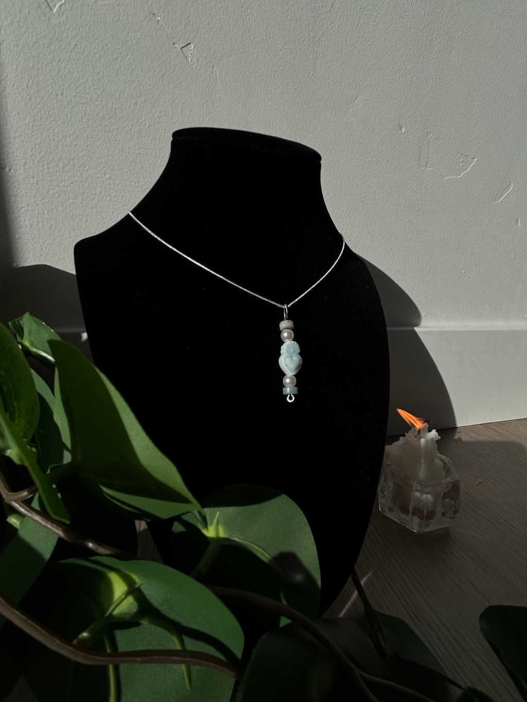 Larimar and Pearl Drop Necklace