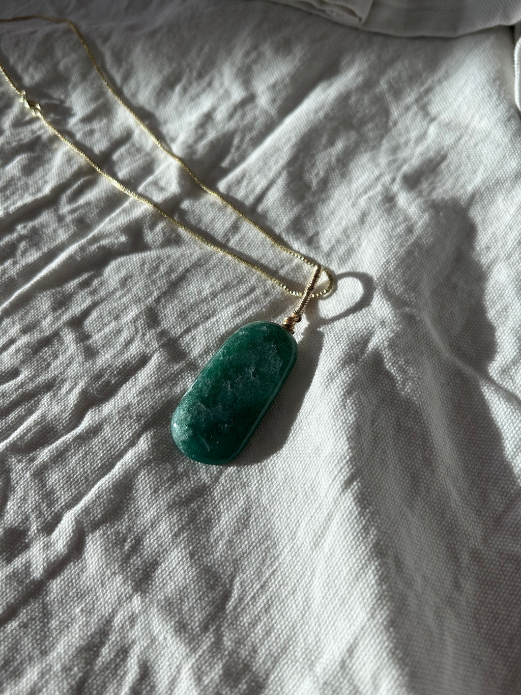Emerald Glow- Green Aventurine Slab Pendant