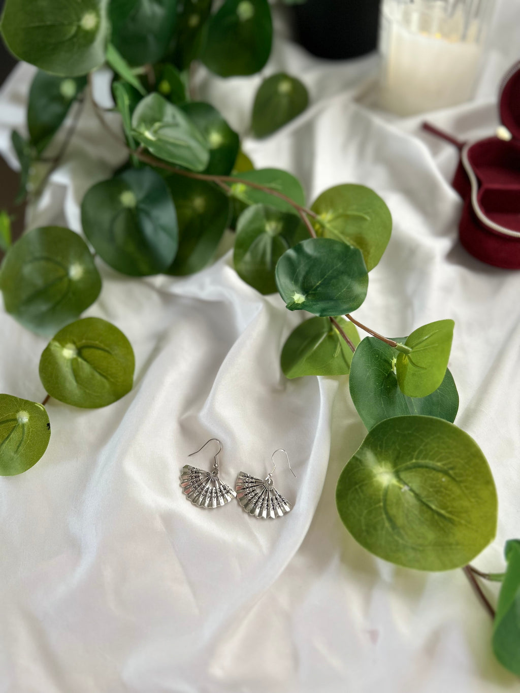 Silver Fan Drop Earrings