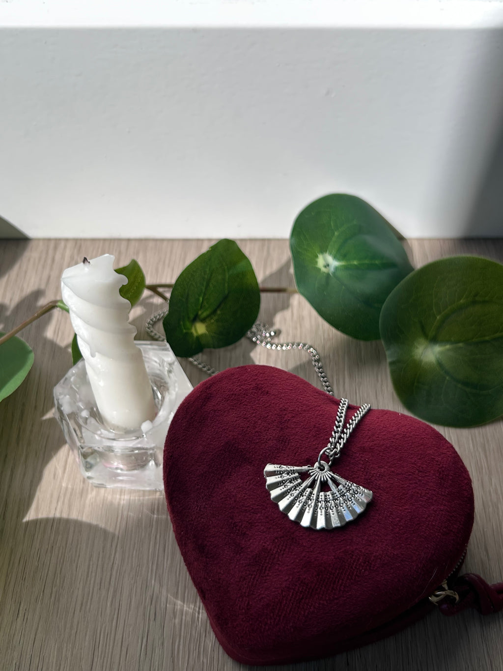 Silver Folding Fan Charm Pendant
