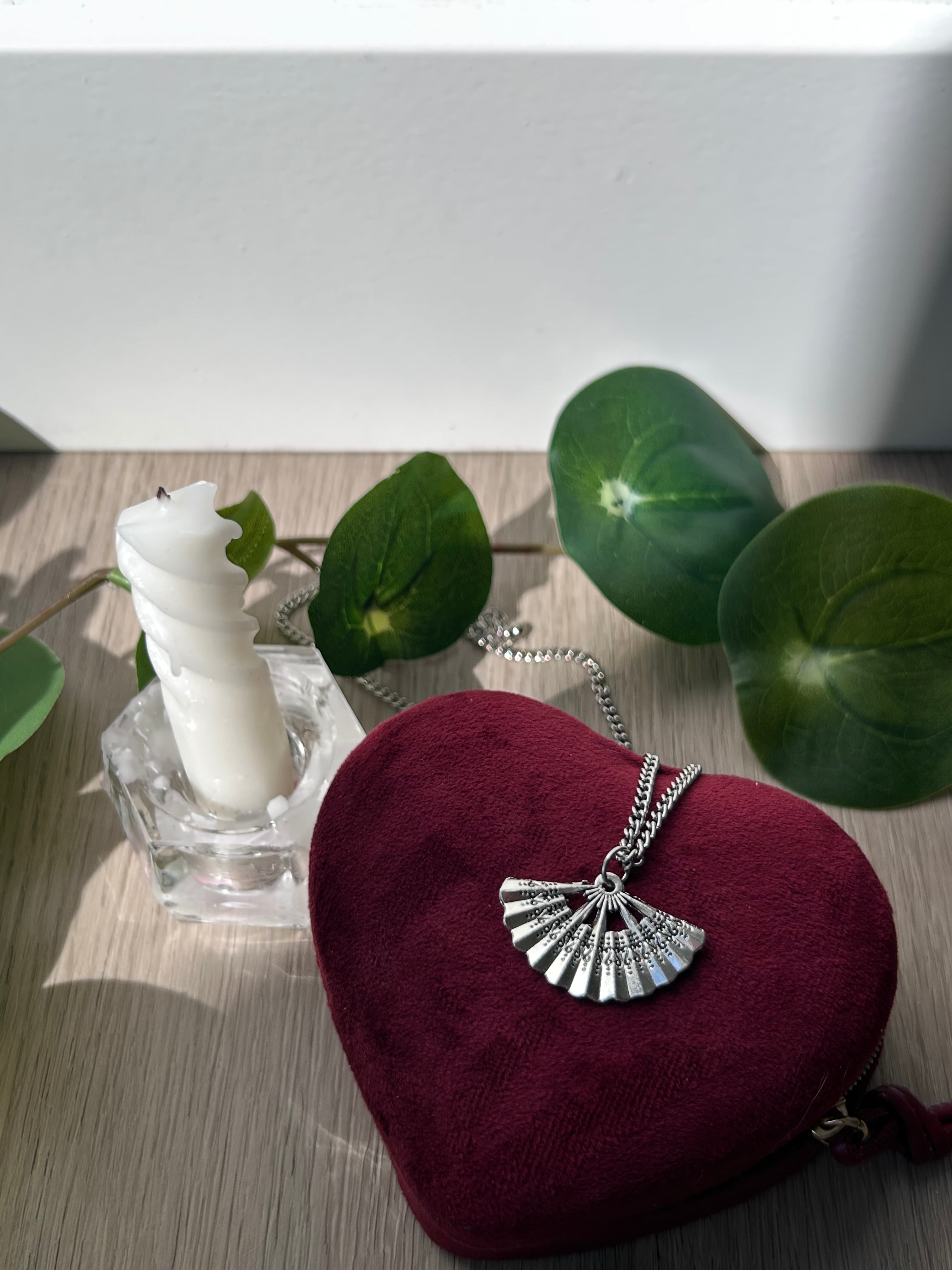 Silver Folding Fan Charm Pendant