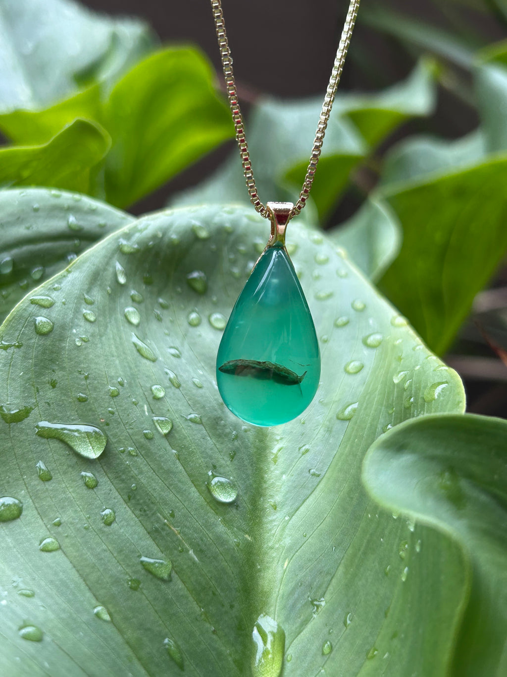 Green Agate Teardrop Pendant