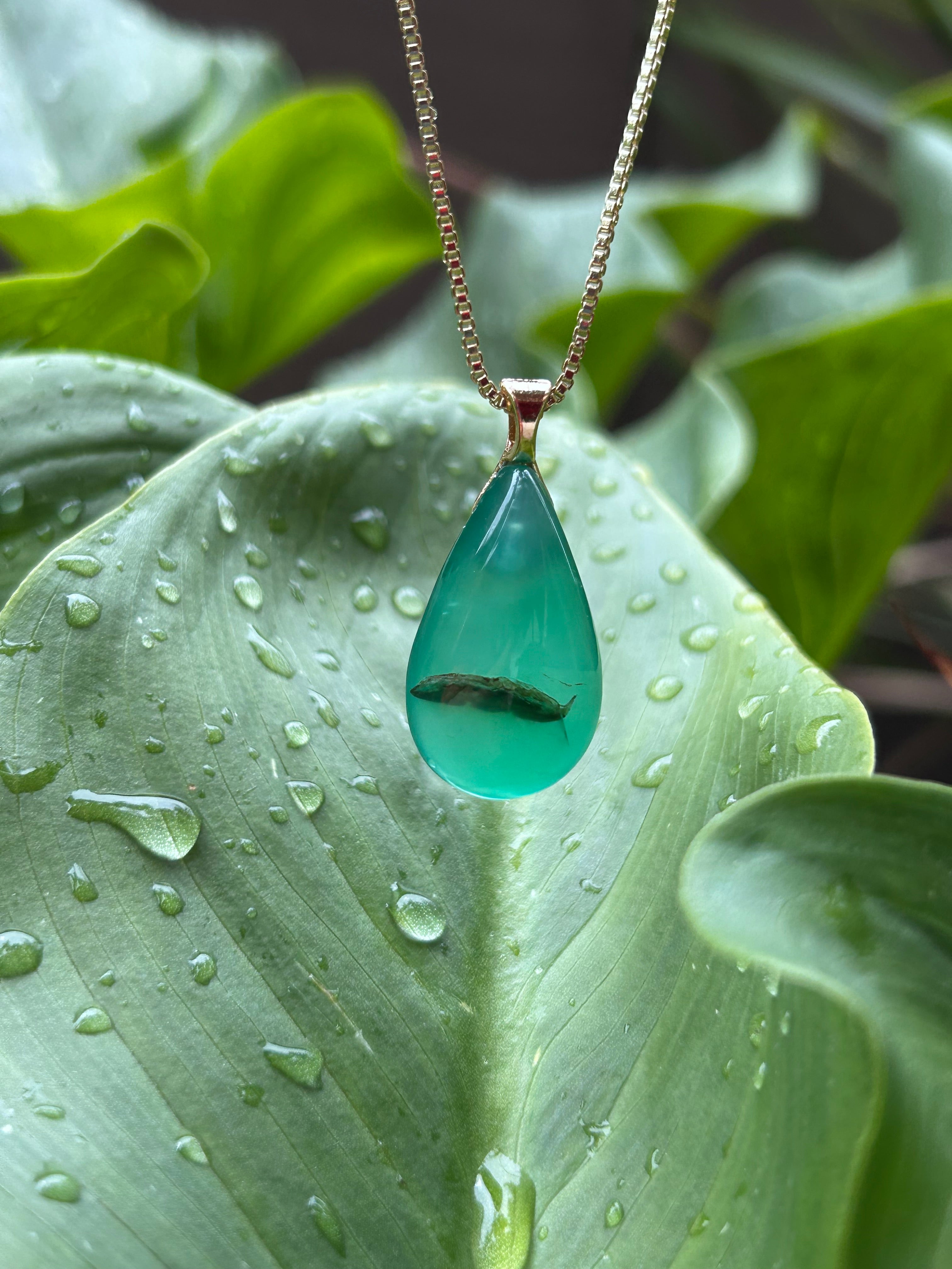 Green Agate Teardrop Pendant