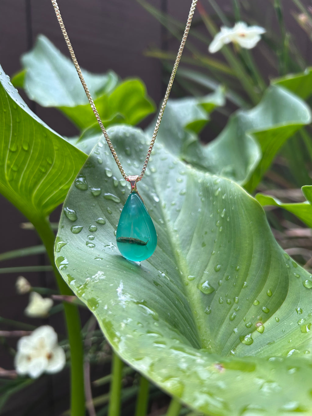Green Agate Teardrop Pendant