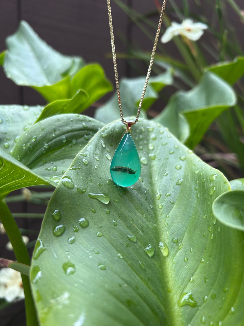 Green Agate Teardrop Pendant