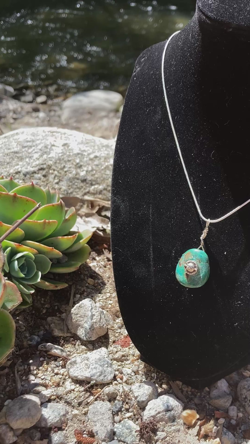 Ocean Earth Chrysocolla Pendant with Sun Detail